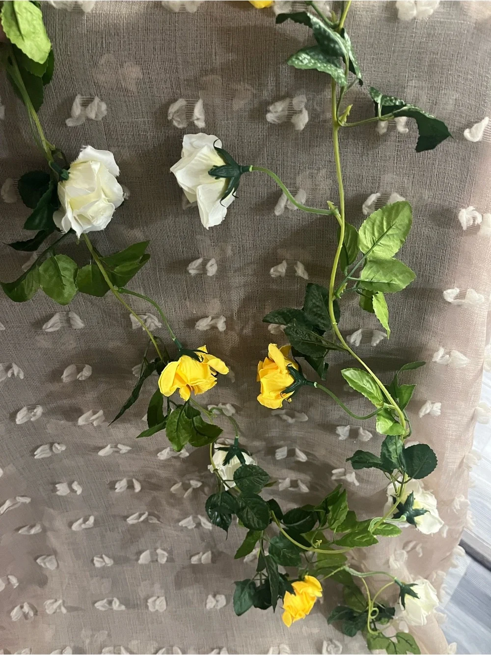 77 inch Yellow and White Artificial Rose Garland - Home Accents